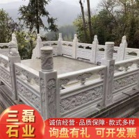 大理石汉白玉石栏杆 桥梁河堤防撞用 升旗台汉白玉仿古镂空石栏杆